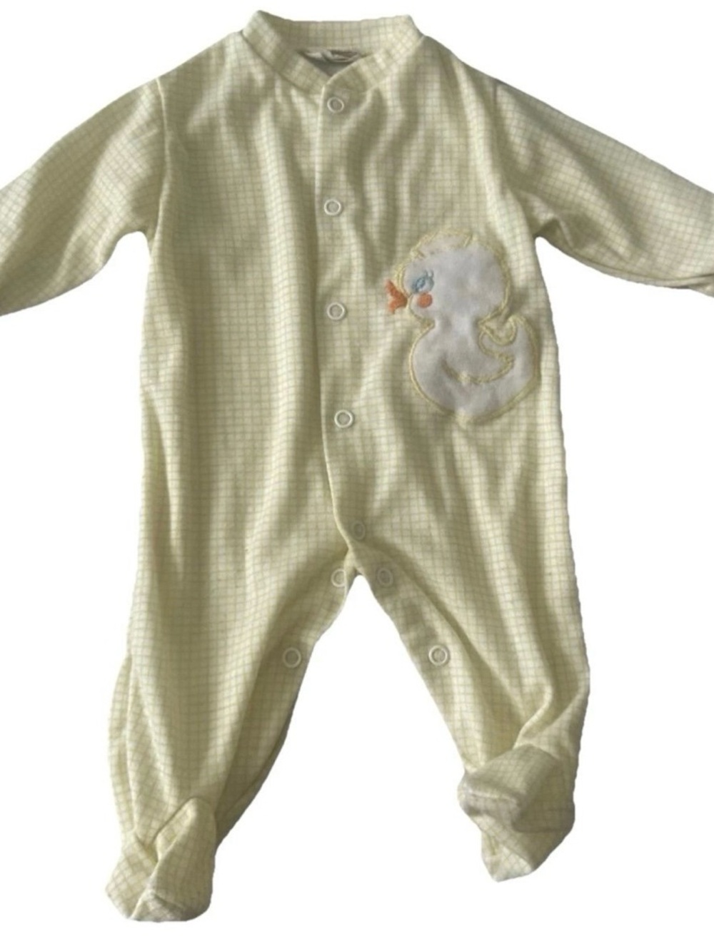 Vintage Kids Exchange Yellow Footie Pajamas Duck Size 0-3 Months Up To 12 Pounds